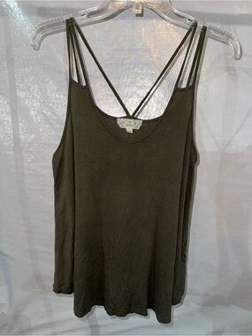 Double-Strap Scoop Neck Camisole in Olive